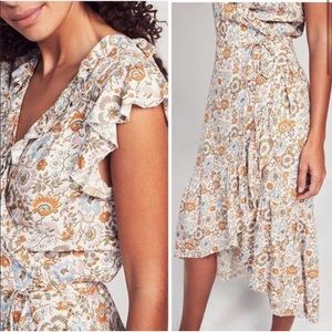 FAHERTY Carmen Floral Ruffle Wrap Midi Dress In Joe Floral Size Small